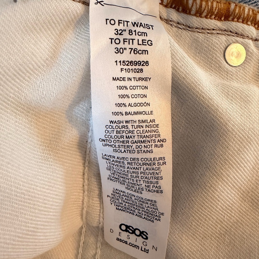 ASOS Light Blue Distressed Knee Midrise Jogger Ankle Denim Jeans Womens 32x30 - Picture 8 of 11